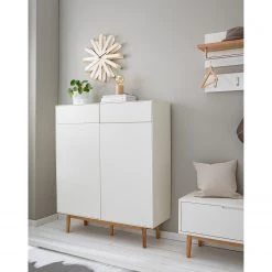 Mørteens Meuble à chaussures Lindholm II - Partiellement en chêne massif - Blanc -Meubles de salon Soldes 1000008078 200916 16053800014 MOOD DETAILS P000000001000008078 mood