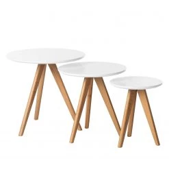 Mørteens Table d’appoint Past Past I (3 éléments) - Chêne partiellement massif - Blanc / Chêne