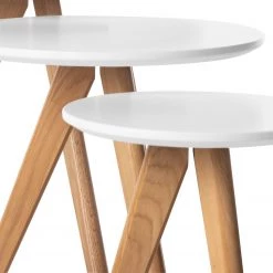 Mørteens Table d’appoint Past Past I (3 éléments) - Chêne partiellement massif - Blanc / Chêne -Meubles de salon Soldes 1000008518 180918 12451704 GALLERYIMAGES P000000001000008518