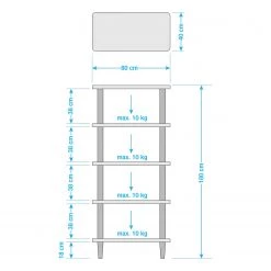 Mørteens Étagère Opalanka - Partiellement en chêne massif - Blanc / Chêne -Meubles de salon Soldes 1000008520 100 GALLERYIMAGES P000000001000008520