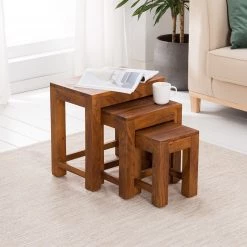 Ars Natura Tables d’appoint Ohio (3 éléments) - Sheesham massif ciré -Meubles de salon Soldes 1000008721 210518 15225400008 DETAILS P000000001000008721