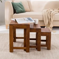 Ars Natura Tables d’appoint Ohio (3 éléments) - Sheesham massif ciré -Meubles de salon Soldes 1000008721 210518 15225400010 DETAILS P000000001000008721