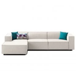 Canapé d'angle Kinx II - Tissu Milan : Blanc vieilli - Méridienne courte à gauche (vue de face) - Sans fonction -Meubles de salon Soldes 1000011698 180619 155820612 GALLERYIMAGES P000000001000011698