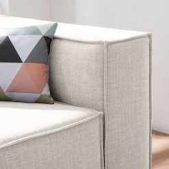 Canapé d'angle Kinx II - Tissu Milan : Blanc vieilli - Méridienne courte à gauche (vue de face) - Sans fonction -Meubles de salon Soldes 1000011698 180619 155820618 GALLERYIMAGES P000000001000011698