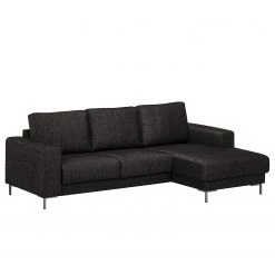 Fredriks Canapé d’angle Summer - Tissu Madu: Noir - Méridienne courte à droite (vue de face) - Sans fonction couchage
