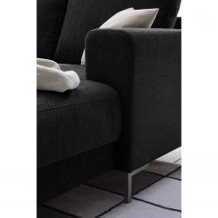 Fredriks Canapé panoramique Summer - Tissu Madu: Noir - Méridienne courte à droite / longue à gauche (vue de face) -Meubles de salon Soldes 1000012450 201130 15533100194 DETAILS P000000001000012450