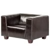 Maison Belfort Fauteuil Nespolo - Cuir véritable marron foncé
