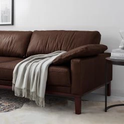 Ars manufacti Canapé Horley (3 places) - Cuir véritable - Marron foncé -Meubles de salon Soldes 1000015077 211215 092021000168 DETAILS P000000001000015077