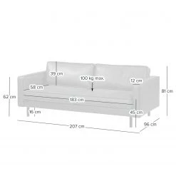 Ars manufacti Canapé 3 places FORT DODGE - Aspect cuir vieilli - Microfibre Yaka: Cognac -Meubles de salon Soldes 1000015496 220919 500 SKETCH DETAILS P000000001000015496 sketch