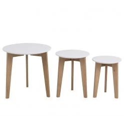 Mørteens Tables d’appoint Albina (3 éléments) - Partiellement en chêne massif -Meubles de salon Soldes 1000015861 200406 13543200041 DETAILS P000000001000015861