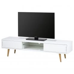 Mørteens Meuble TV Roskilde - Frêne partiellement massif Blanc