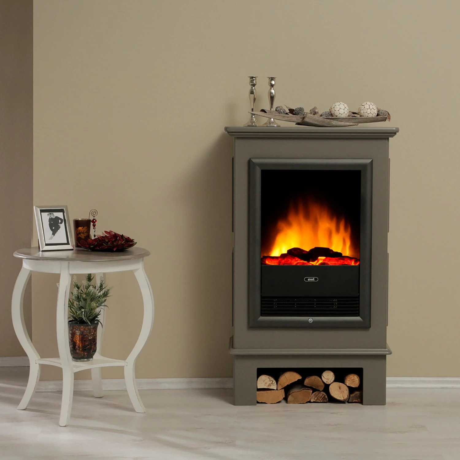 Montreux Cheminée électrique Waldhof - Tulipier partiellement massif - Gris 4 Montreux Cheminée électrique Waldhof - Tulipier partiellement massif - Gris – Image 2