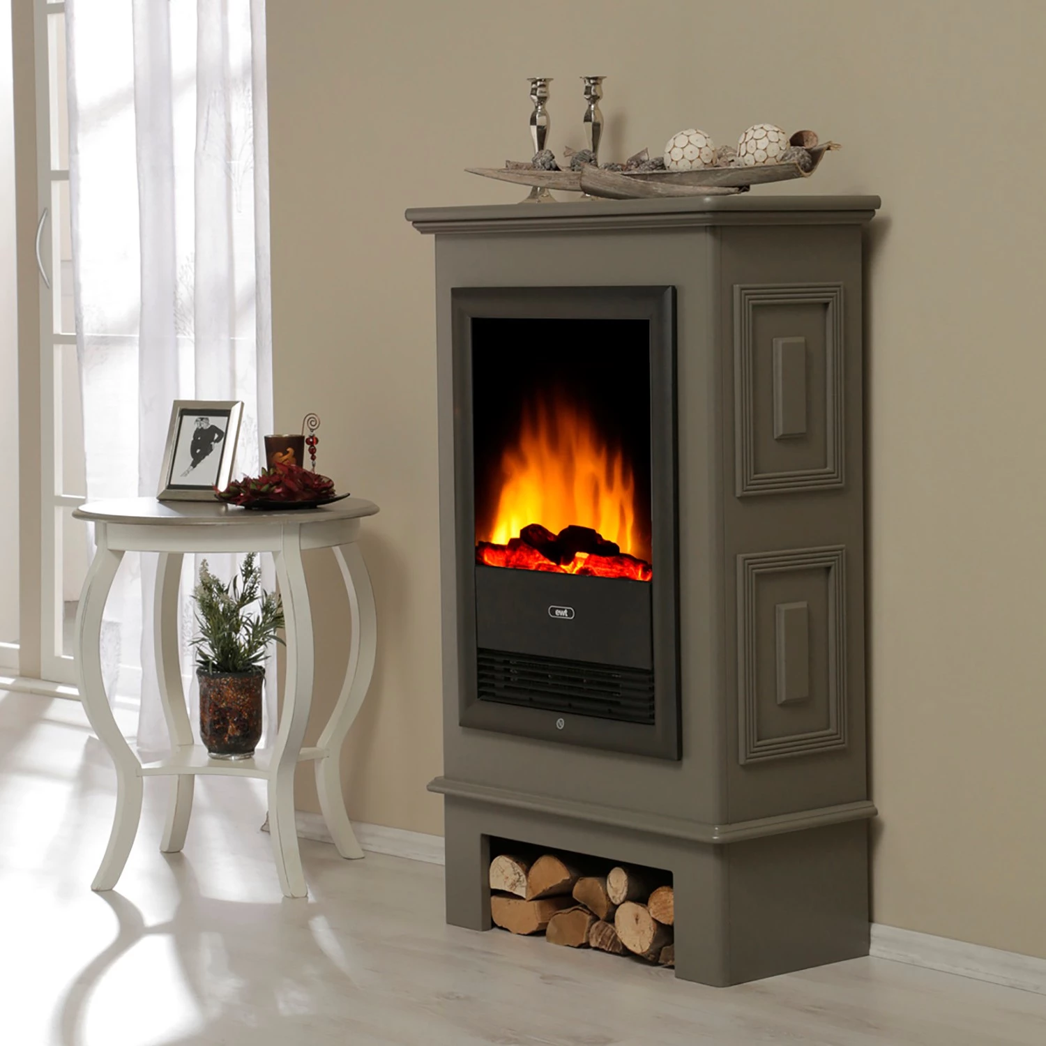 Montreux Cheminée électrique Waldhof - Tulipier partiellement massif - Gris 5 Montreux Cheminée électrique Waldhof - Tulipier partiellement massif - Gris – Image 3