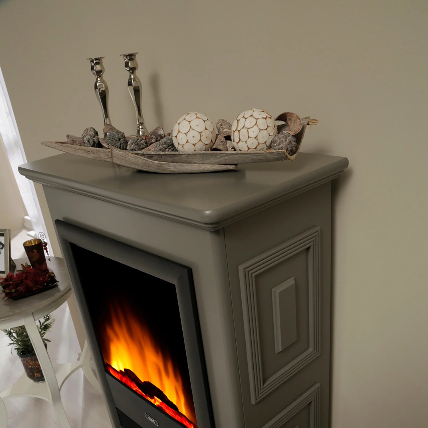 Montreux Cheminée électrique Waldhof - Tulipier partiellement massif - Gris 11 Montreux Cheminée électrique Waldhof - Tulipier partiellement massif - Gris – Image 9