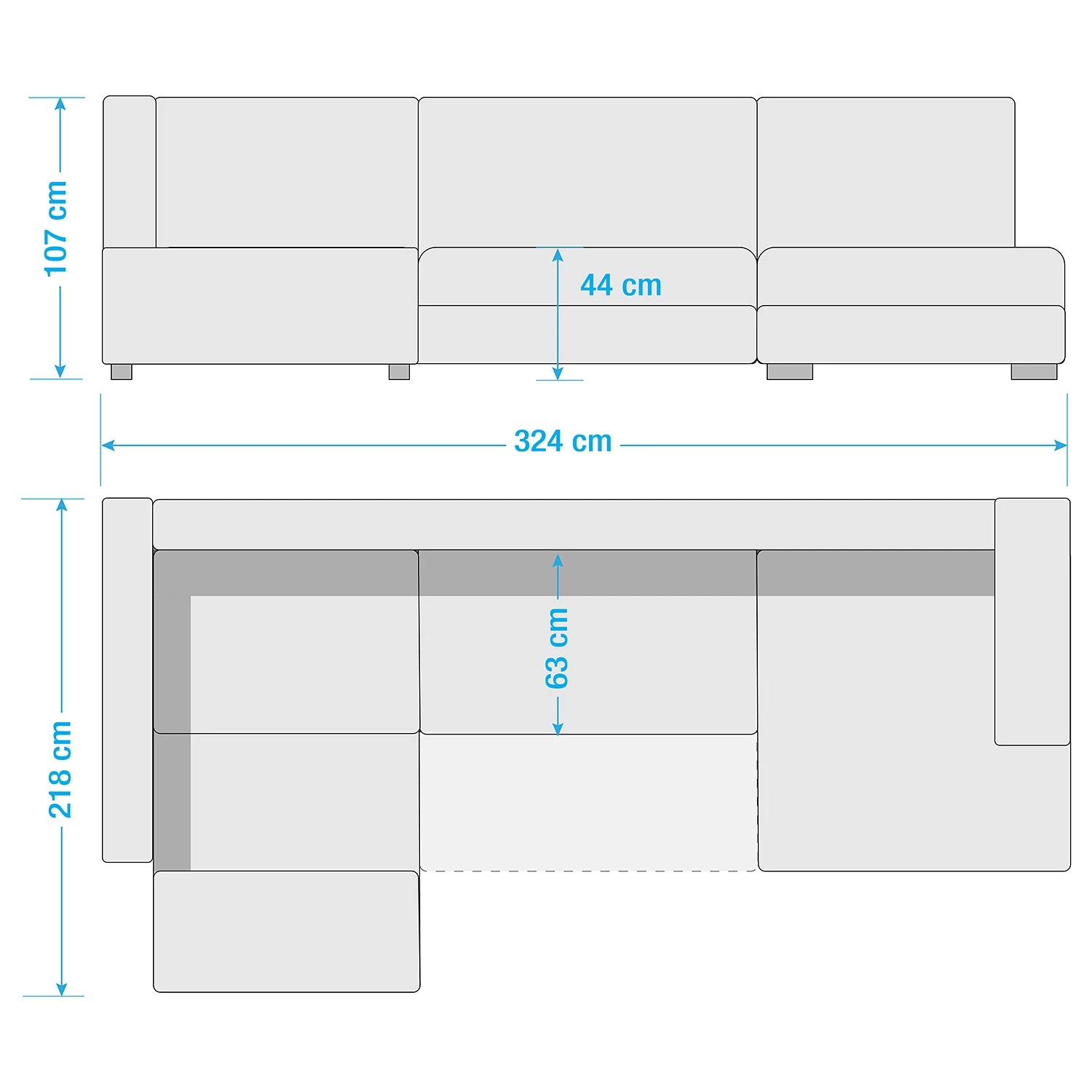 Fredriks Canapé panoramique Puntiro I - Tissu - Cuir synthétique Lilo / Tissu structuré Satur: Noit / Anthracite - Méridienne courte à droite / longue à gauche (vue de face) 36 Fredriks Canapé panoramique Puntiro I - Tissu - Cuir synthétique Lilo / Tissu structuré Satur: Noit / Anthracite - Méridienne courte à droite / longue à gauche (vue de face) – Image 34