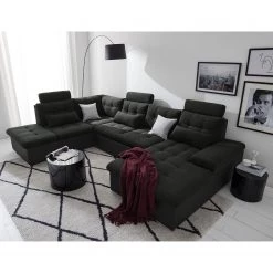 Fredriks Canapé panoramique Puntiro I - Tissu - Cuir synthétique Lilo / Tissu structuré Satur: Noit / Anthracite - Méridienne courte à droite / longue à gauche (vue de face) 47 Fredriks Canapé panoramique Puntiro I - Tissu - Cuir synthétique Lilo / Tissu structuré Satur: Noit / Anthracite - Méridienne courte à droite / longue à gauche (vue de face) -Meubles de salon Soldes 1000021539 210614 18402000093 DETAILS P000000001000021539