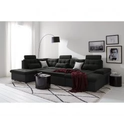 Fredriks Canapé panoramique Puntiro I - Tissu - Cuir synthétique Lilo / Tissu structuré Satur: Noit / Anthracite - Méridienne courte à droite / longue à gauche (vue de face) 48 Fredriks Canapé panoramique Puntiro I - Tissu - Cuir synthétique Lilo / Tissu structuré Satur: Noit / Anthracite - Méridienne courte à droite / longue à gauche (vue de face) -Meubles de salon Soldes 1000021539 210614 18402000094 DETAILS P000000001000021539