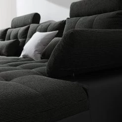 Fredriks Canapé panoramique Puntiro I - Tissu - Cuir synthétique Lilo / Tissu structuré Satur: Noit / Anthracite - Méridienne courte à droite / longue à gauche (vue de face) 54 Fredriks Canapé panoramique Puntiro I - Tissu - Cuir synthétique Lilo / Tissu structuré Satur: Noit / Anthracite - Méridienne courte à droite / longue à gauche (vue de face) -Meubles de salon Soldes 1000021539 210614 18402000100 DETAILS P000000001000021539