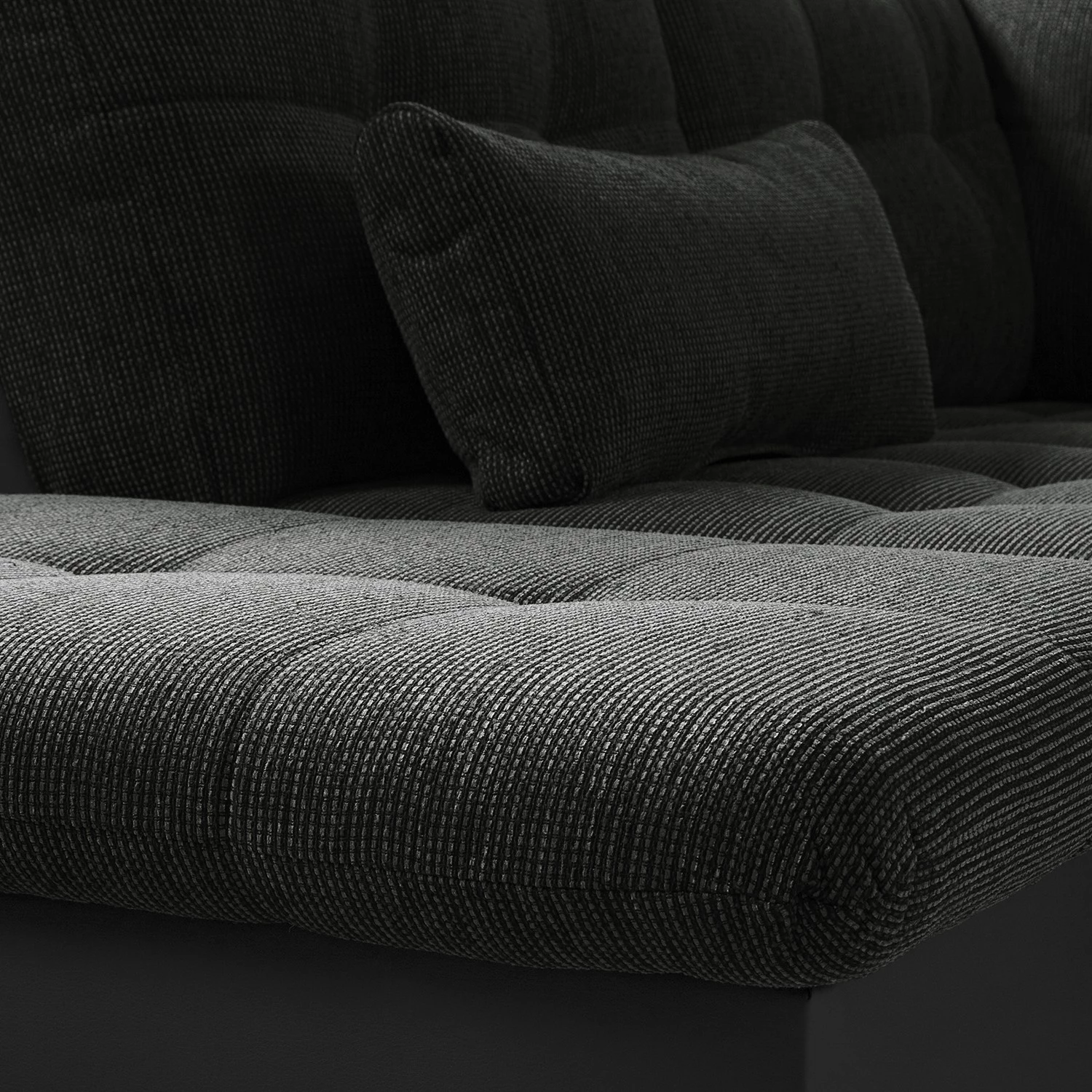 Fredriks Canapé panoramique Puntiro I - Tissu - Cuir synthétique Lilo / Tissu structuré Satur: Noit / Anthracite - Méridienne courte à droite / longue à gauche (vue de face) 26 Fredriks Canapé panoramique Puntiro I - Tissu - Cuir synthétique Lilo / Tissu structuré Satur: Noit / Anthracite - Méridienne courte à droite / longue à gauche (vue de face) – Image 24