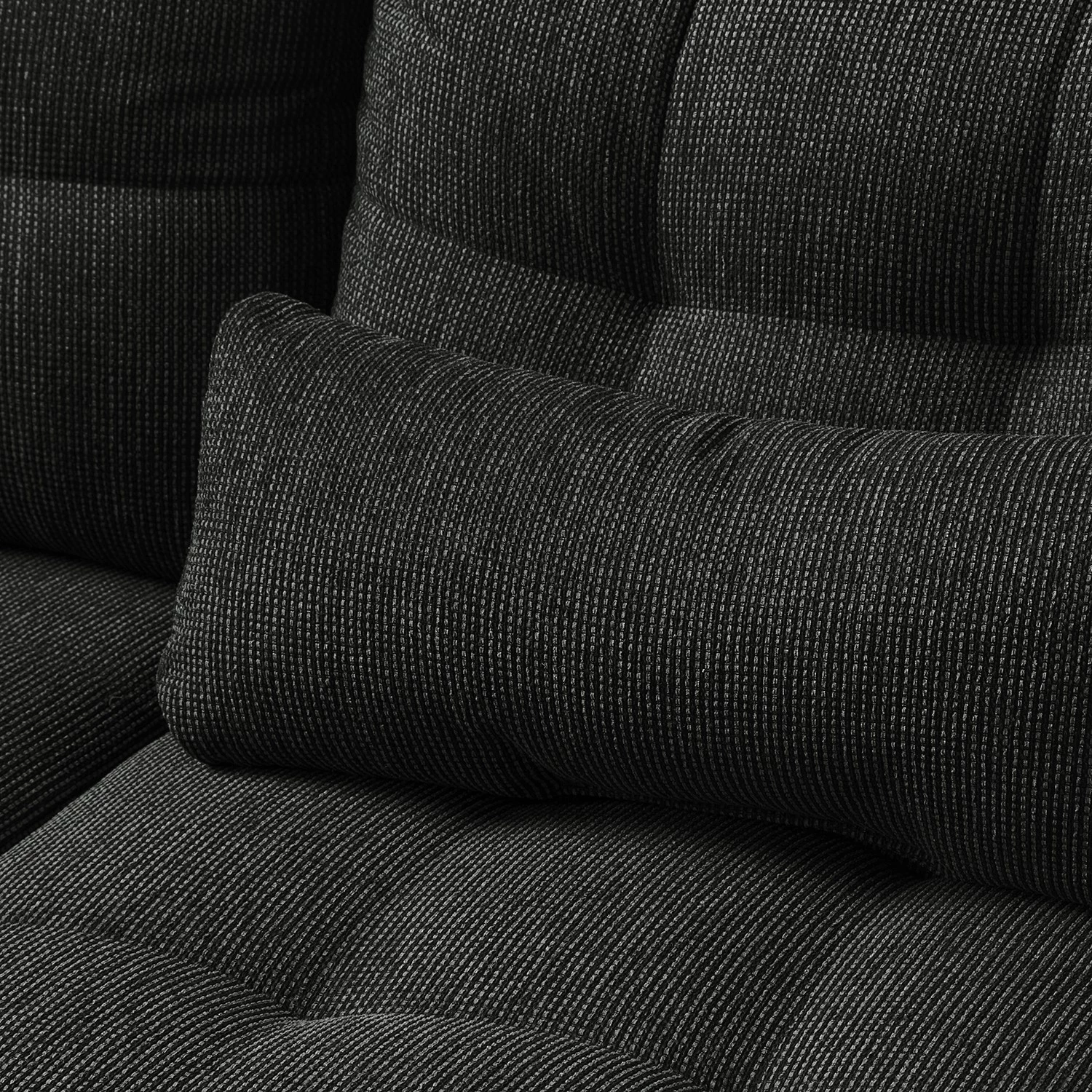 Fredriks Canapé panoramique Puntiro I - Tissu - Cuir synthétique Lilo / Tissu structuré Satur: Noit / Anthracite - Méridienne courte à droite / longue à gauche (vue de face) 27 Fredriks Canapé panoramique Puntiro I - Tissu - Cuir synthétique Lilo / Tissu structuré Satur: Noit / Anthracite - Méridienne courte à droite / longue à gauche (vue de face) – Image 25