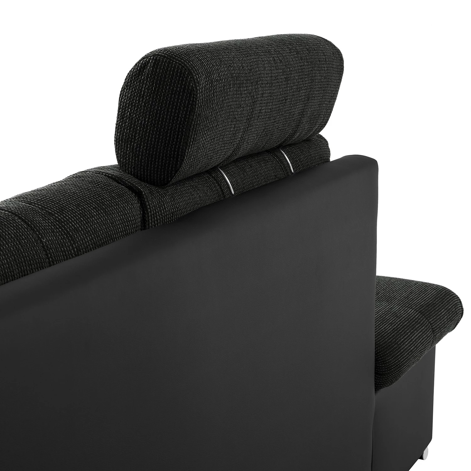 Fredriks Canapé panoramique Puntiro I - Tissu - Cuir synthétique Lilo / Tissu structuré Satur: Noit / Anthracite - Méridienne courte à droite / longue à gauche (vue de face) 32 Fredriks Canapé panoramique Puntiro I - Tissu - Cuir synthétique Lilo / Tissu structuré Satur: Noit / Anthracite - Méridienne courte à droite / longue à gauche (vue de face) – Image 30