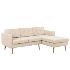 Norrwood Canapé d’angle Croom - Microfibre - Tissu Polia: Cachemire - Méridienne courte à droite (vue de face) - Sans repose-pieds