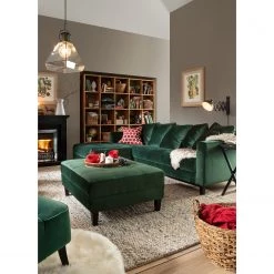 Jack & Alice Canapé d'angle Elnora - Vert foncé - Méridienne longue à gauche (vue de face) - Avec repose-pieds -Meubles de salon Soldes 1000022208 181127 13052500012 MOOD GALLERYIMAGES P000000001000022208 mood