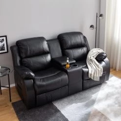 Modoform Fauteuil de cinéma Mendis (2 places) - Imitation cuir - Noir 38 Modoform Fauteuil de cinéma Mendis (2 places) - Imitation cuir - Noir -Meubles de salon Soldes 1000027315 201126 16525000003 MOOD DETAILS P000000001000027315 mood