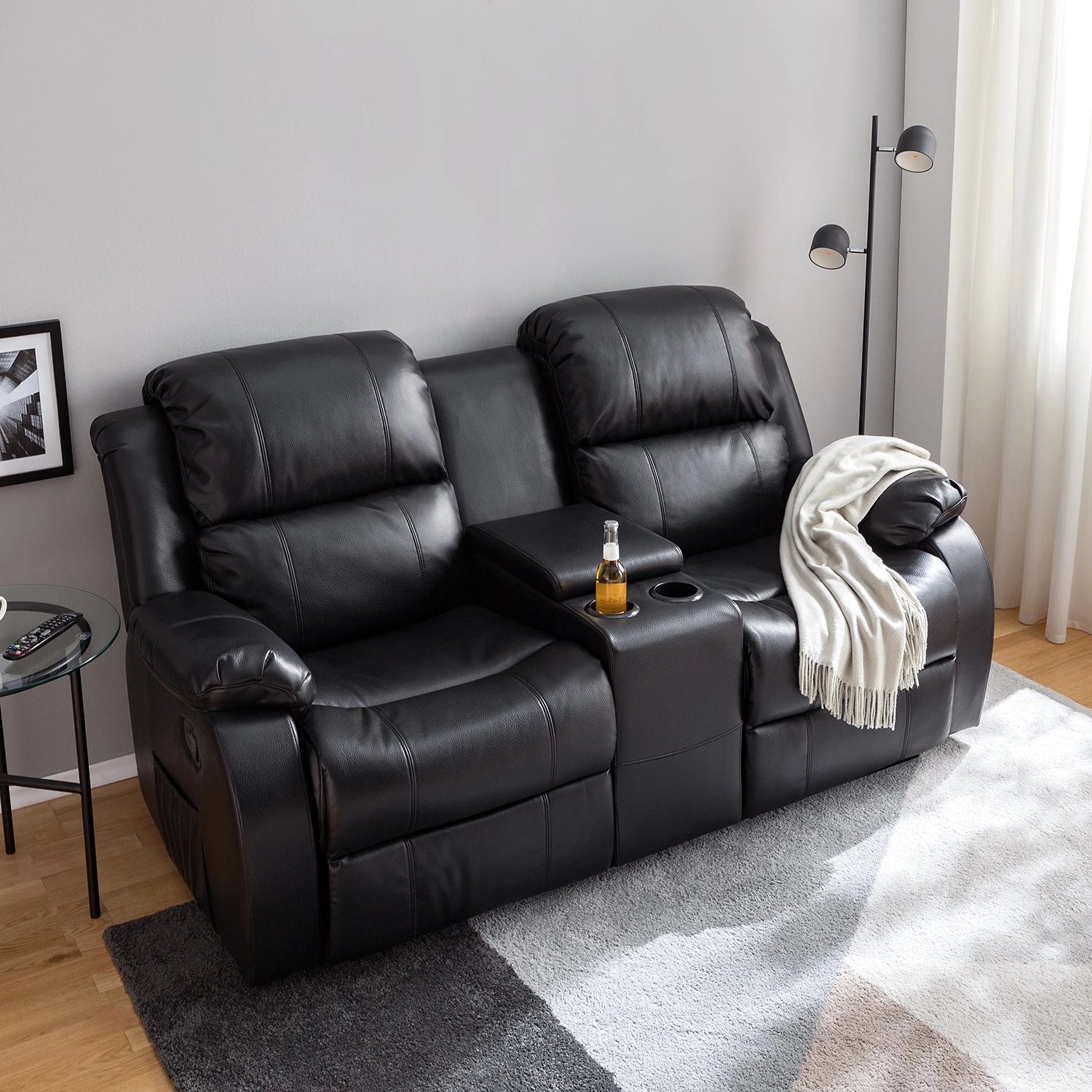 Modoform Fauteuil de cinéma Mendis (2 places) - Imitation cuir - Noir 6 Modoform Fauteuil de cinéma Mendis (2 places) - Imitation cuir - Noir – Image 4