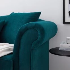 Jack & Alice Canapé York (3 places) - Tissu Chepi : Bleu pétrol -Meubles de salon Soldes 1000031010 201127 16485000139 DETAILS P000000001000031010