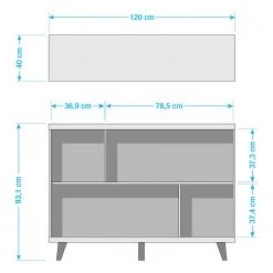 Germania Étagère Neston I - Partiellement en chêne massif - Blanc mat / Imitation chêne de Sanremo -Meubles de salon Soldes 1000039567 180612 14224002 GALLERYIMAGES P000000001000039567