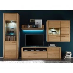 Naturoo Ensemble mural TV Structura II - Lot de 4 - Hêtre partiellement massif Huilé - Chêne bianco