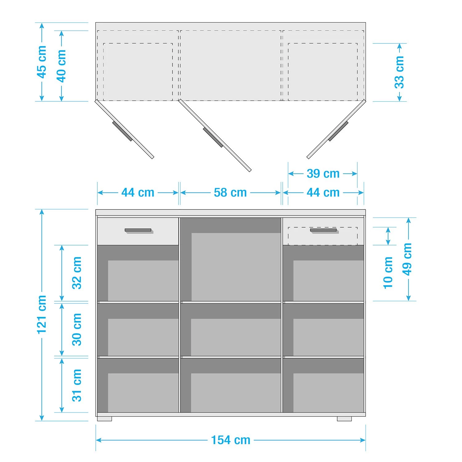 Loftscape Buffet haut Arco I - Blanc brillant / Gris 8 Loftscape Buffet haut Arco I - Blanc brillant / Gris – Image 6