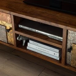 Wolf-Möbel Meuble TV Orient - Acacia massif / Métal - Multicolore -Meubles de salon Soldes 1000114118 200630 10584600004 DETAILS P000000001000114118