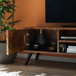 Wolf-Möbel Meuble TV Orient - Acacia massif / Métal - Multicolore -Meubles de salon Soldes 1000114118 200630 10584800007 DETAILS P000000001000114118