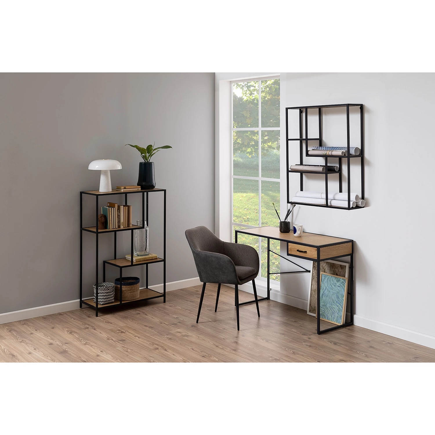 Red Living Étagère Coogee I - Imitation chêne / Noir - Hauteur : 114 cm 5 Red Living Étagère Coogee I - Imitation chêne / Noir - Hauteur : 114 cm – Image 3