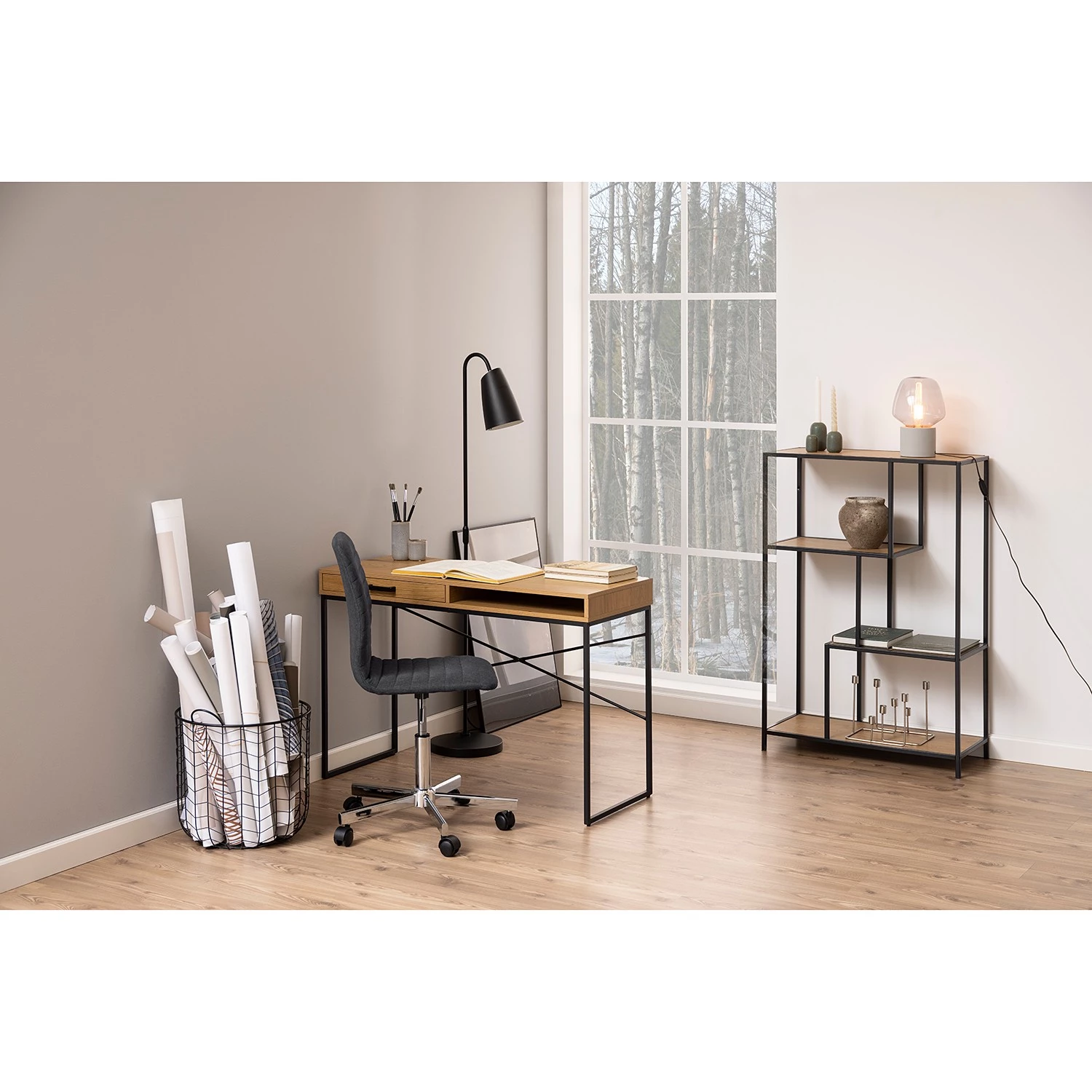 Red Living Étagère Coogee I - Imitation chêne / Noir - Hauteur : 114 cm 7 Red Living Étagère Coogee I - Imitation chêne / Noir - Hauteur : 114 cm – Image 5