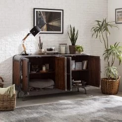 Ars manufacti Buffet Wharton II - Partiellement en acacia massif / Acier -Meubles de salon Soldes 1000114890 200402 18281600105 MOOD DETAILS P000000001000114890 mood