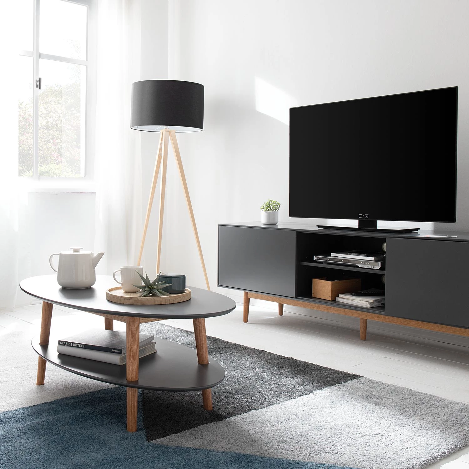 Mørteens Table basse Lindholm - Partiellement en chêne massif - Gris 4 Mørteens Table basse Lindholm - Partiellement en chêne massif - Gris – Image 2