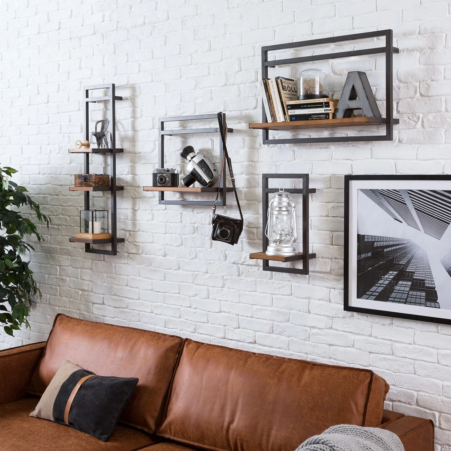 Ars manufacti Étagère murale Manchester - Acacia massif / Métal - Acacia / Anthracite - 40 x 40 cm 4 Ars manufacti Étagère murale Manchester - Acacia massif / Métal - Acacia / Anthracite - 40 x 40 cm – Image 2