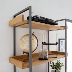 Ars manufacti Bibliothèque Dharai I - Placage en bois véritable / Métal - Chêne / Argenté -Meubles de salon Soldes 1000117164 180827 07154920 GALLERYIMAGES P000000001000117164