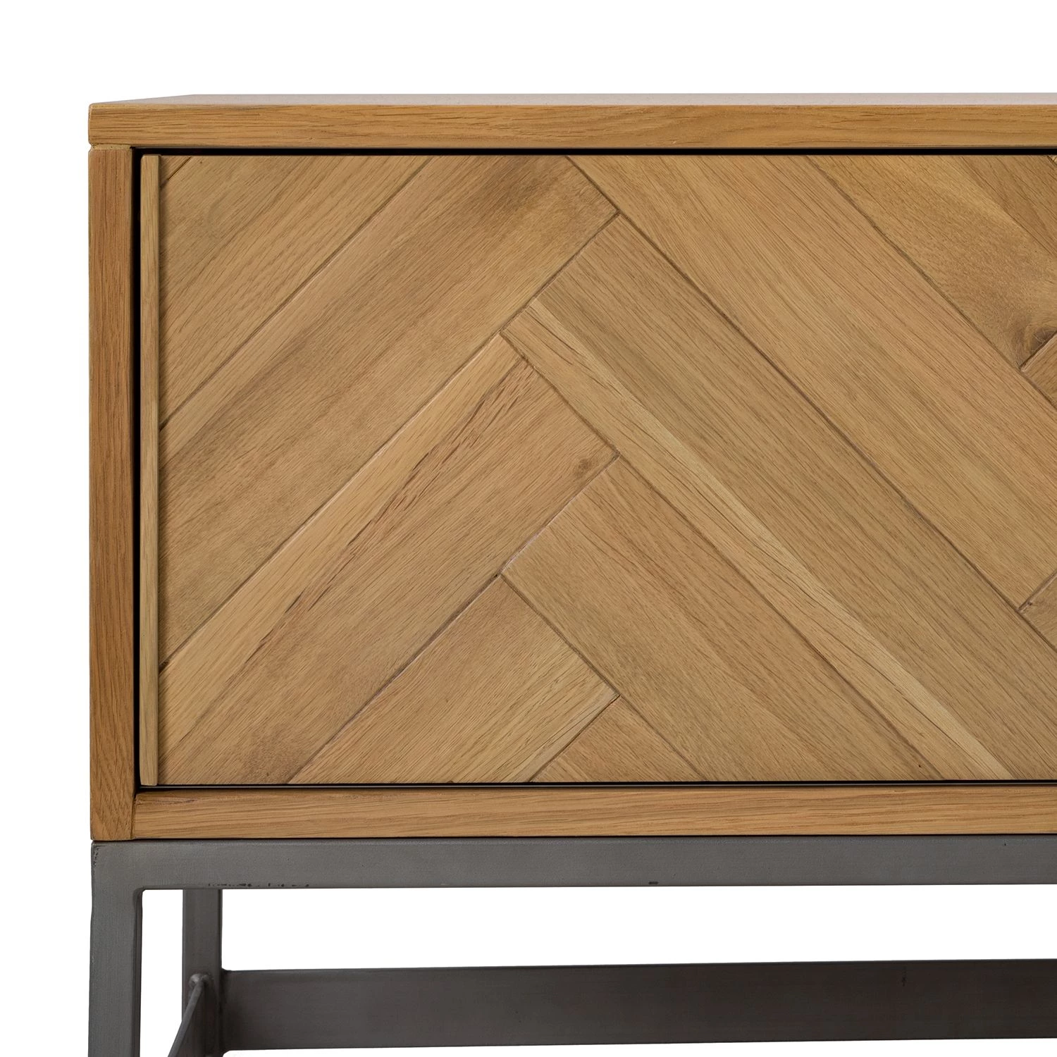 Ars manufacti Meuble TV Dharai - Placage en bois véritable / Métal - Chêne / Argenté 10 Ars manufacti Meuble TV Dharai - Placage en bois véritable / Métal - Chêne / Argenté – Image 8