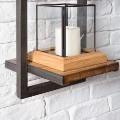 Ars manufacti Étagère murale Manchester - Acacia massif / Métal - Acacia / Anthracite - 22 x 85 cm -Meubles de salon Soldes 1000117172 180820 08335910 GALLERYIMAGES P000000001000117172