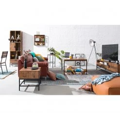 Ars manufacti Meuble TV Grasby I - Pin recyclé / Métal - Pin foncé / Noir -Meubles de salon Soldes 1000117190 200612 15382000011 MOOD DETAILS P000000001000117190 mood