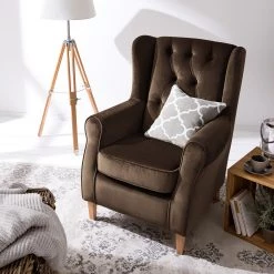 Maison Belfort Fauteuil à oreilles Luro - Velours -Meubles de salon Soldes 1000117569 200528 17202800012 DETAILS P000000001000117569