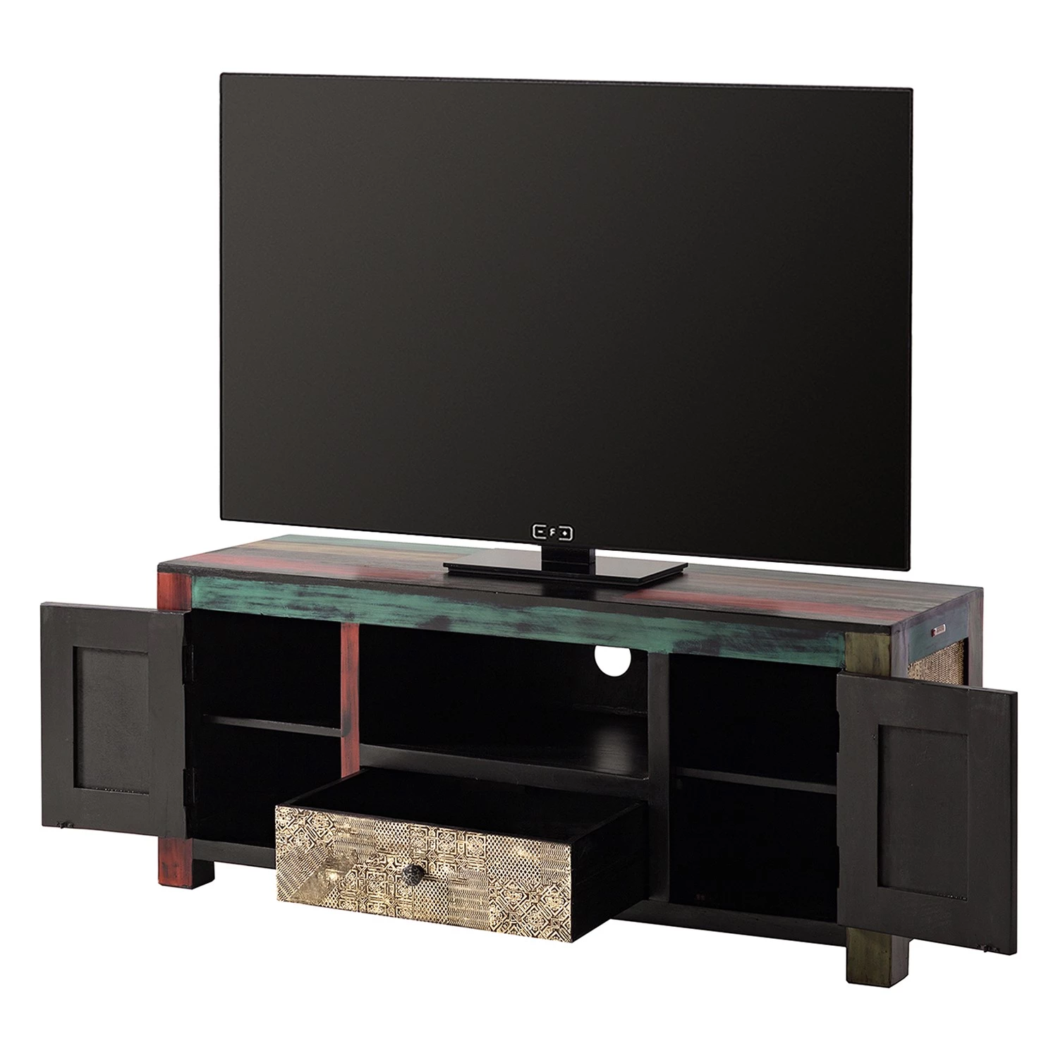 Wolf-Möbel Meuble TV Goa III - Partiellement en manguier massif - Manguier marron foncé / Bleu 5 Wolf-Möbel Meuble TV Goa III - Partiellement en manguier massif - Manguier marron foncé / Bleu – Image 3