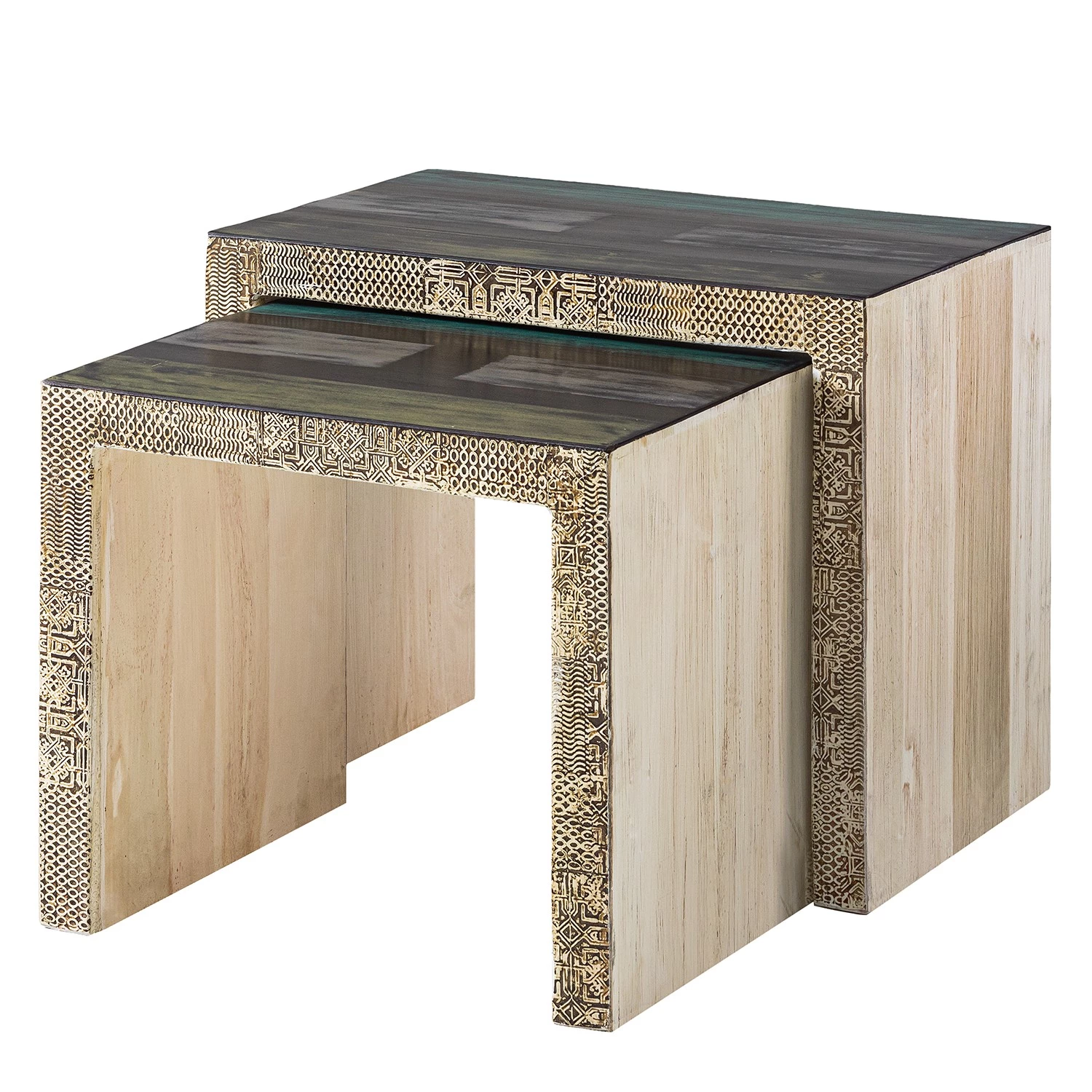 Wolf-Möbel Tables d’appoint Goa III (lot de 2) - Partiellement en manguier massif - Manguier blanc vintage 3 Wolf-Möbel Tables d’appoint Goa III (lot de 2) - Partiellement en manguier massif - Manguier blanc vintage