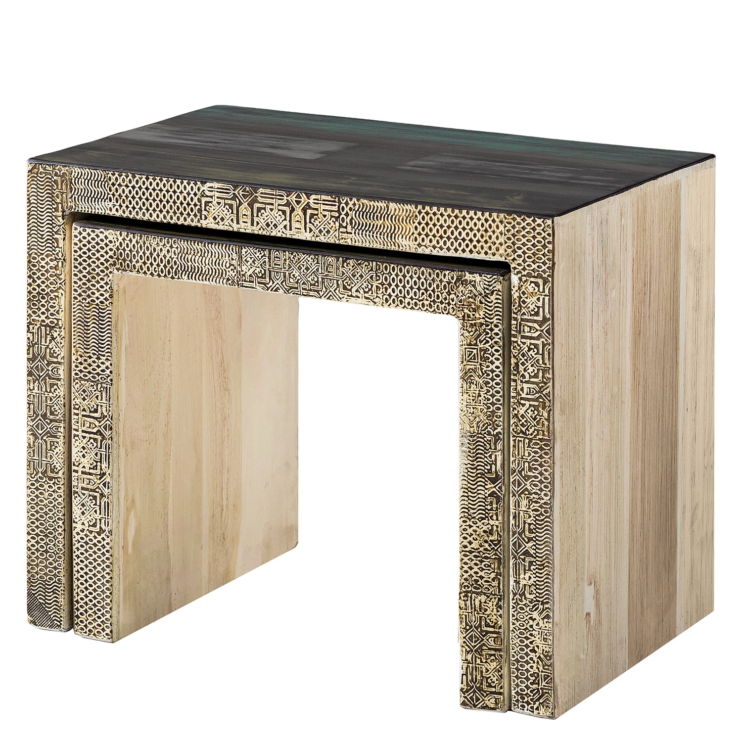 Wolf-Möbel Tables d’appoint Goa III (lot de 2) - Partiellement en manguier massif - Manguier blanc vintage 4 Wolf-Möbel Tables d’appoint Goa III (lot de 2) - Partiellement en manguier massif - Manguier blanc vintage – Image 2