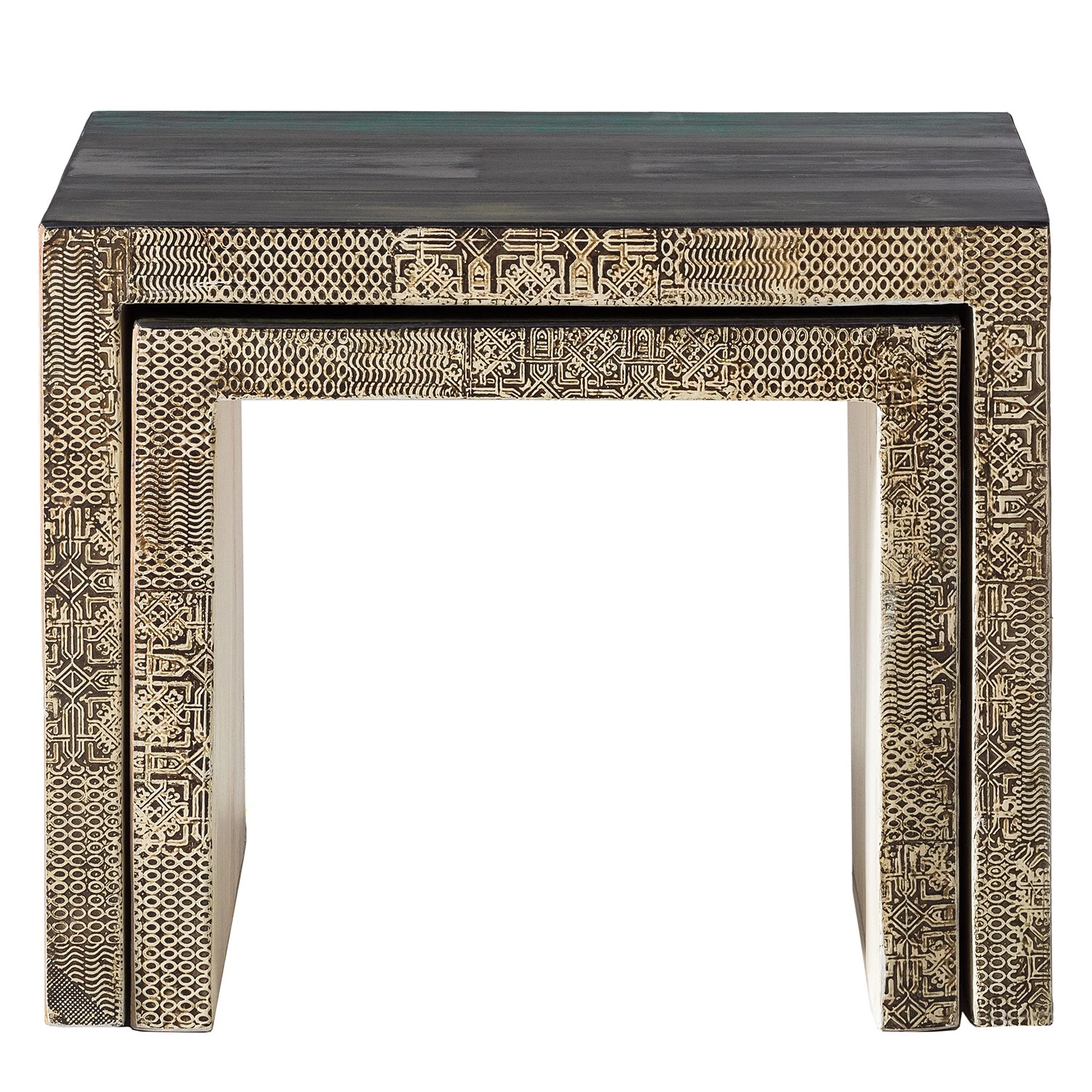 Wolf-Möbel Tables d’appoint Goa III (lot de 2) - Partiellement en manguier massif - Manguier blanc vintage 6 Wolf-Möbel Tables d’appoint Goa III (lot de 2) - Partiellement en manguier massif - Manguier blanc vintage – Image 4