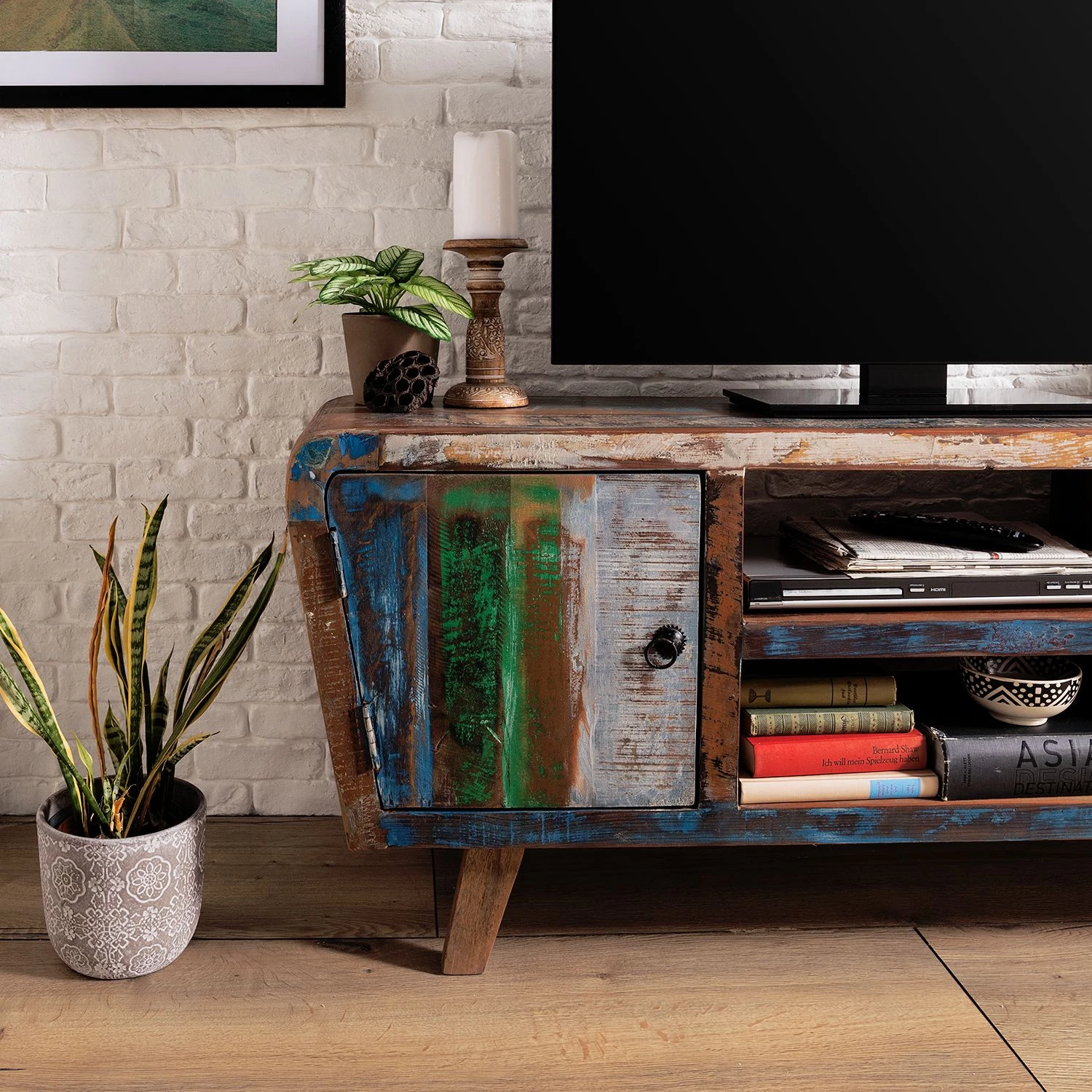 Ars manufacti Meuble TV Yazoo - Bois recyclé massif - Multicolore 6 Ars manufacti Meuble TV Yazoo - Bois recyclé massif - Multicolore – Image 4